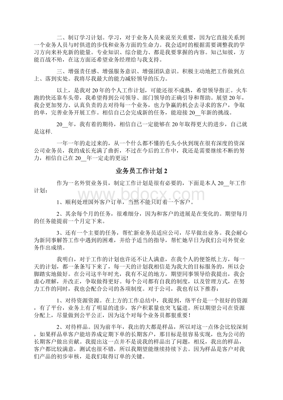 业务员工作计划Word文档下载推荐.docx_第2页