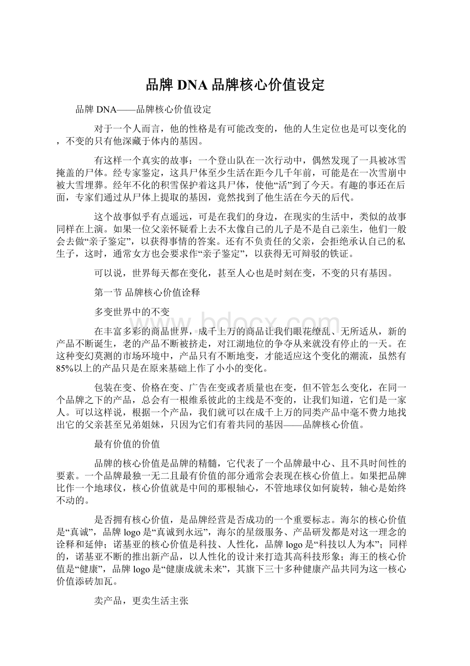 品牌DNA品牌核心价值设定文档格式.docx_第1页