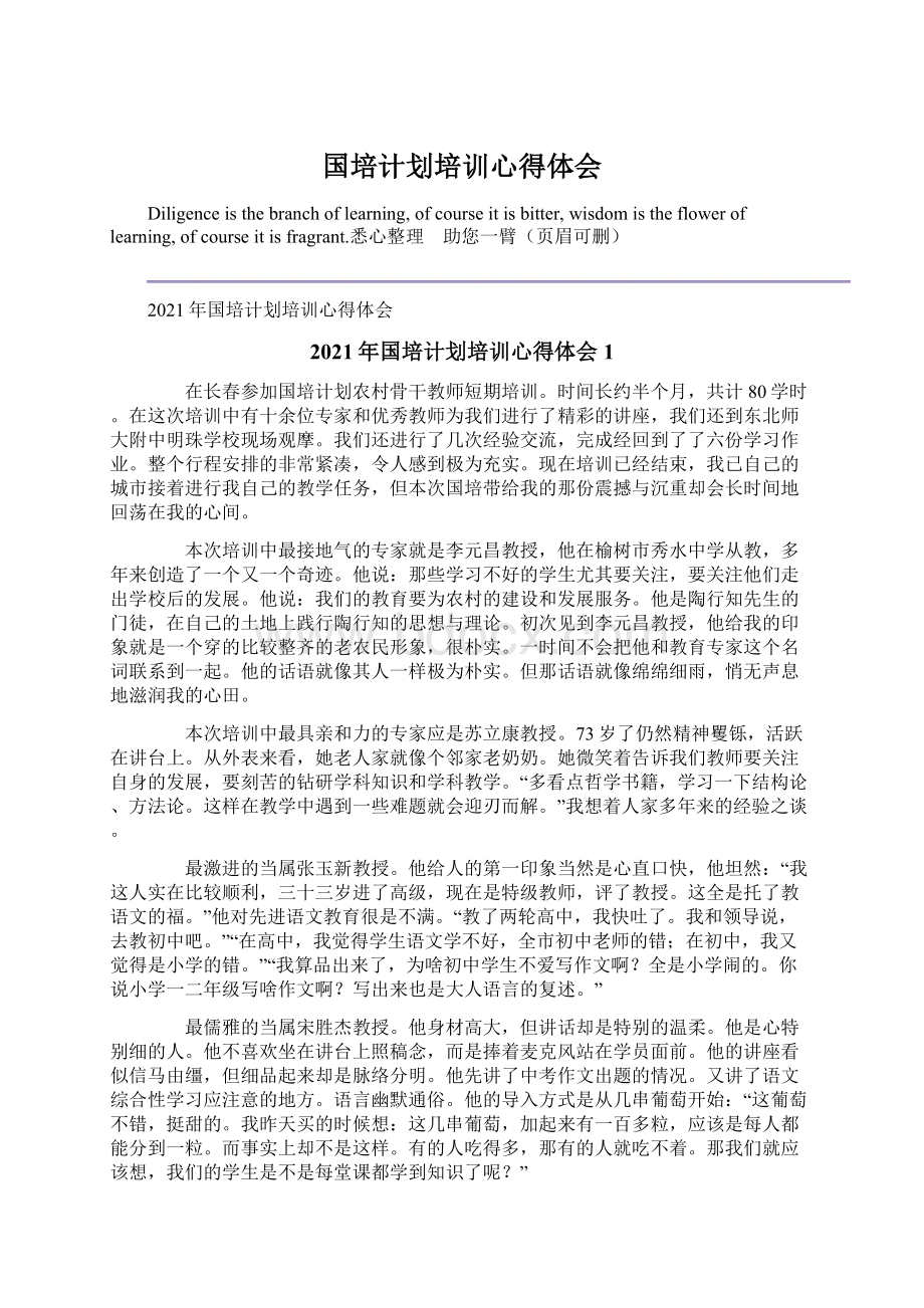 国培计划培训心得体会文档格式.docx