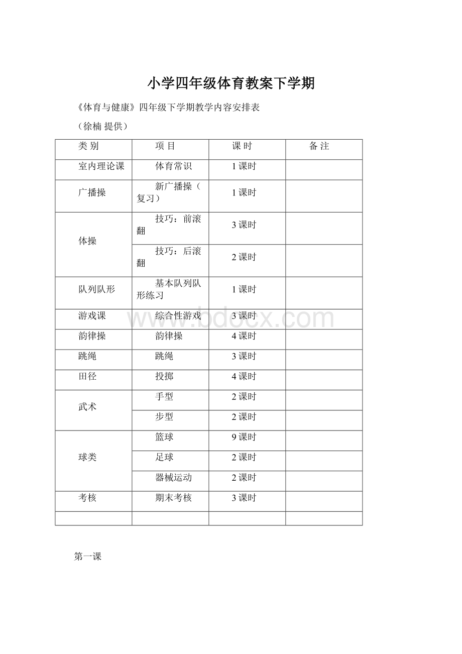 小学四年级体育教案下学期.docx