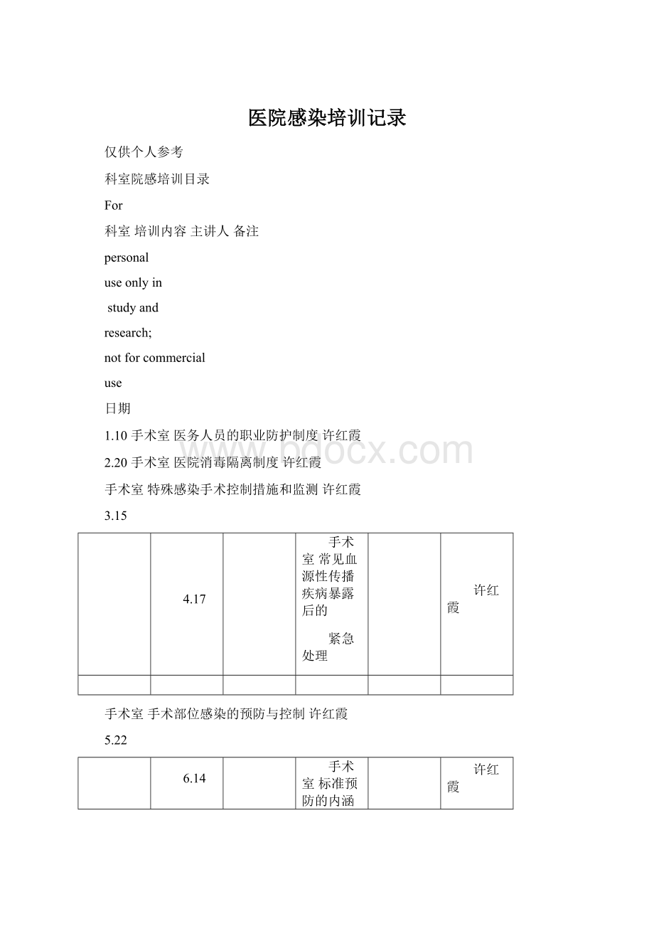 医院感染培训记录.docx_第1页