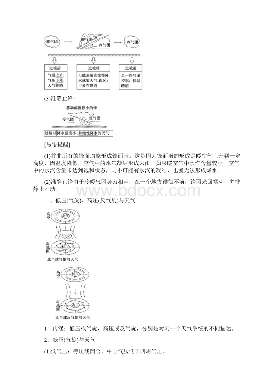 学年高中地理人教版必修1教学案第二章 第三节 常见天气系统Word文件下载.docx_第2页