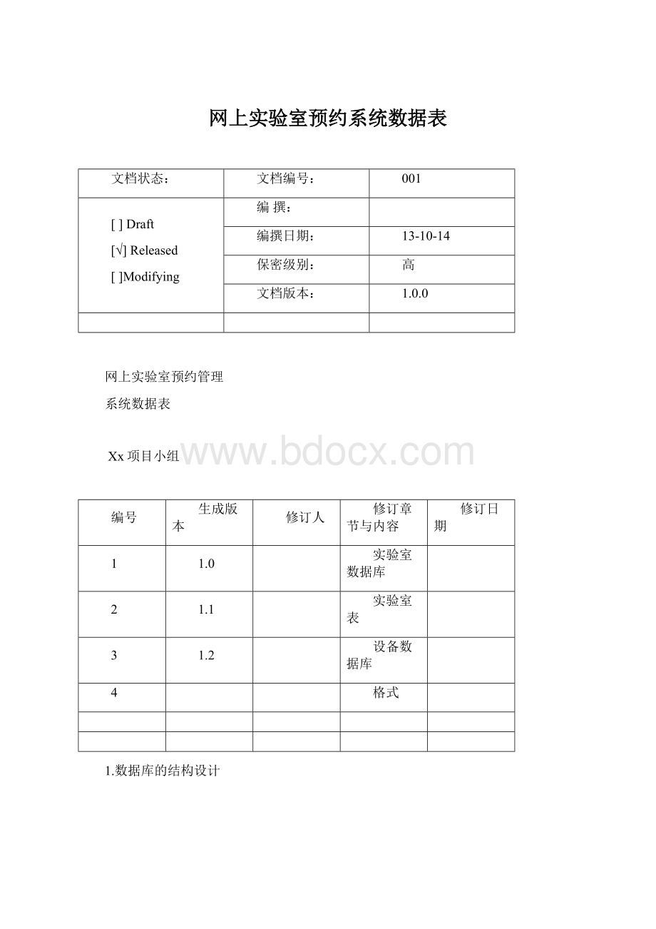 网上实验室预约系统数据表.docx_第1页