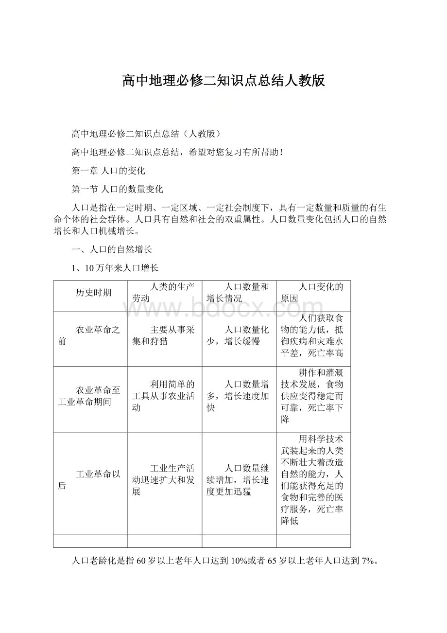 高中地理必修二知识点总结人教版Word文档格式.docx