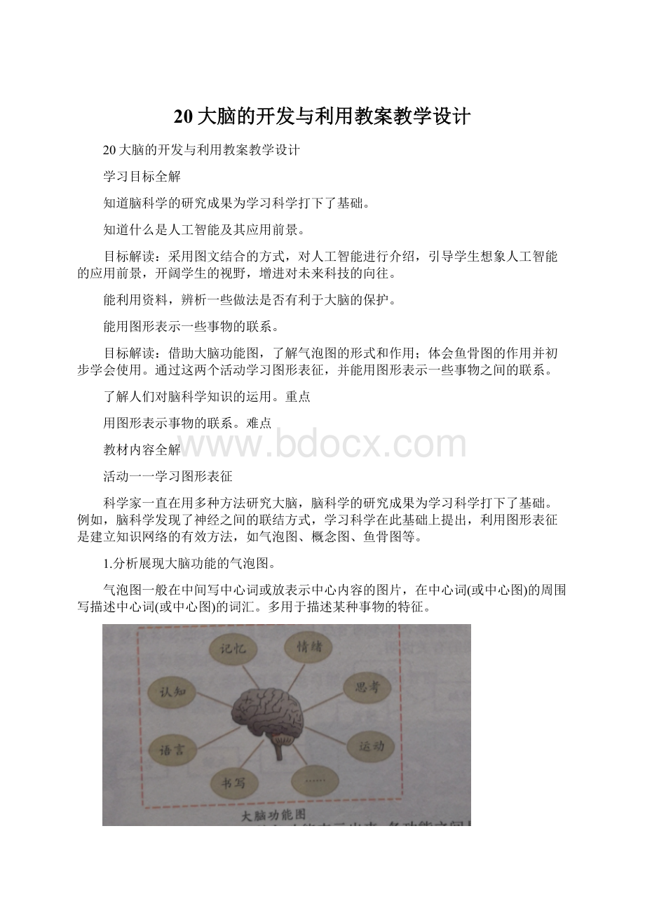 20大脑的开发与利用教案教学设计文档格式.docx