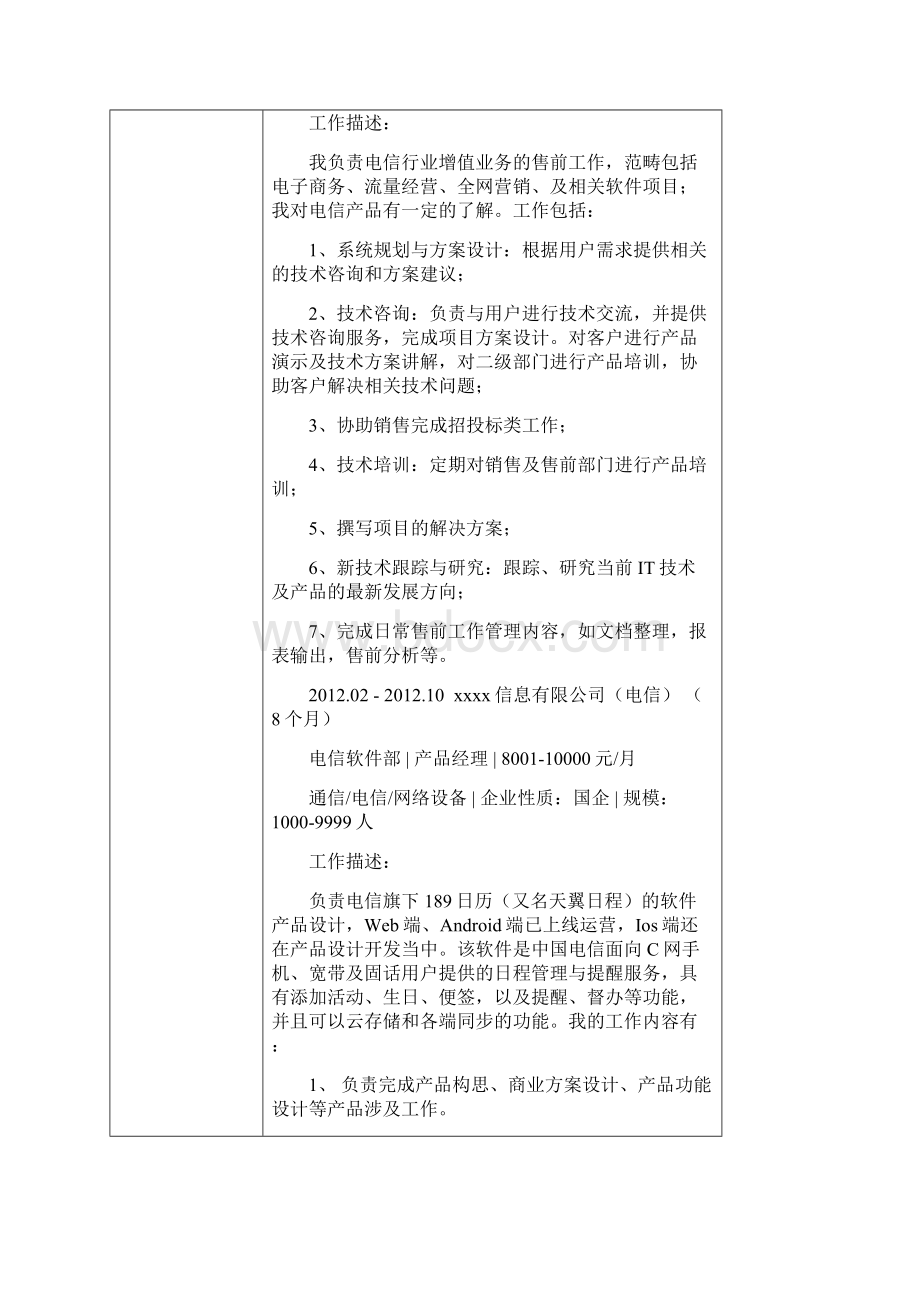 互联网售前工程师 个人简历模板.docx_第2页