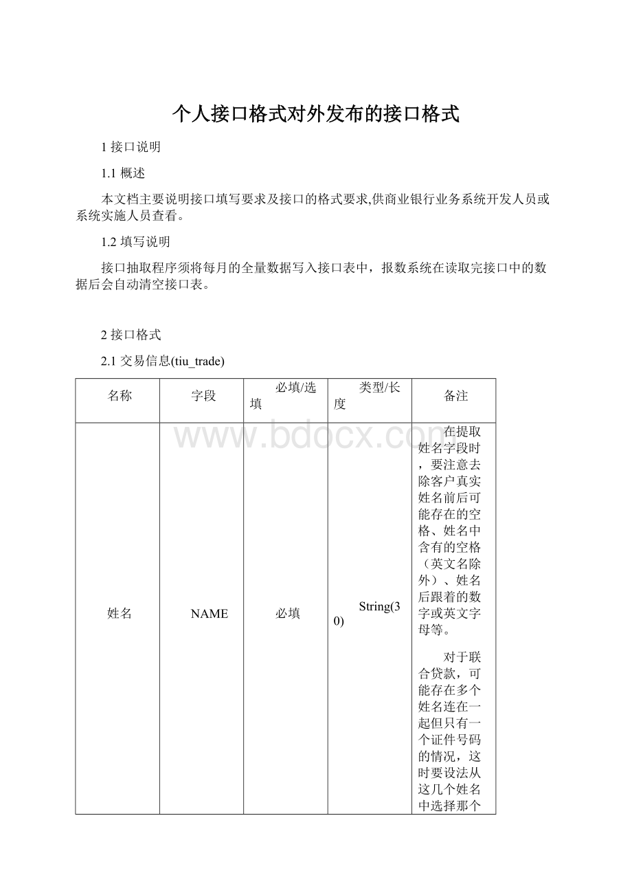 个人接口格式对外发布的接口格式.docx_第1页