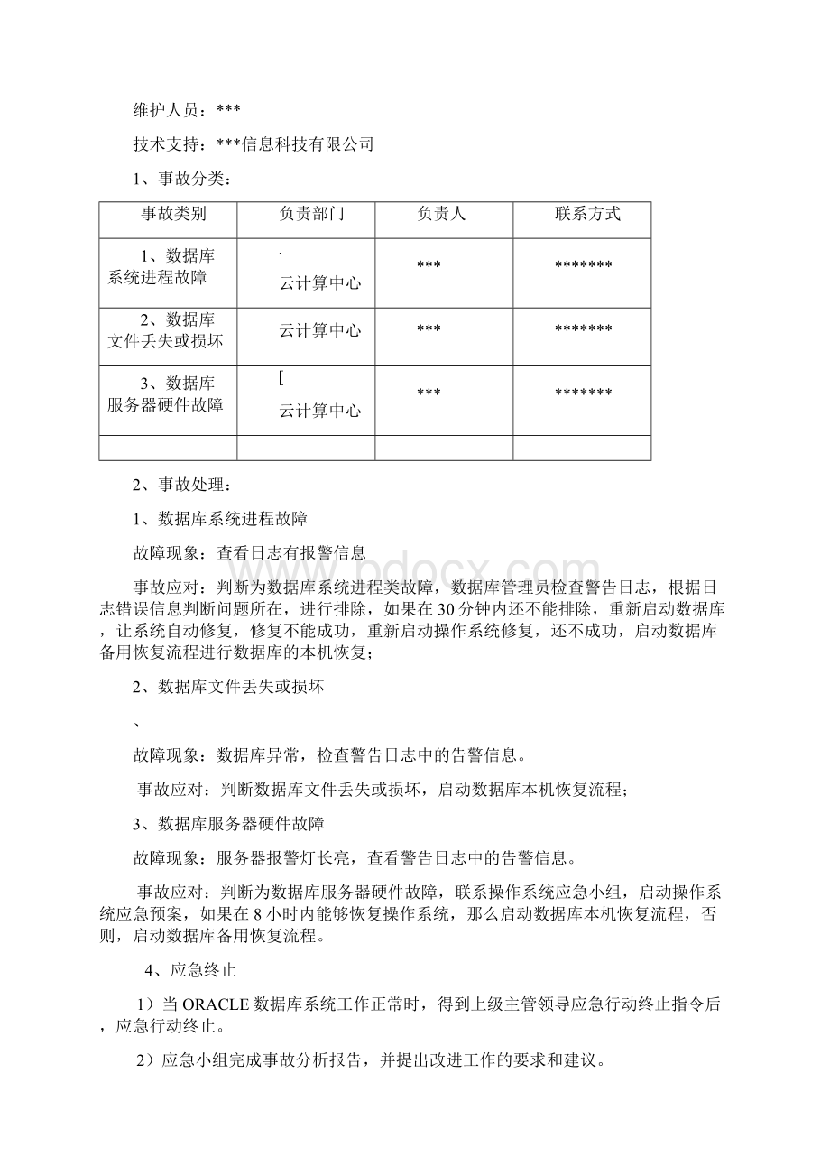 ORACLE数据库应急预案模板Word文档下载推荐.docx_第3页