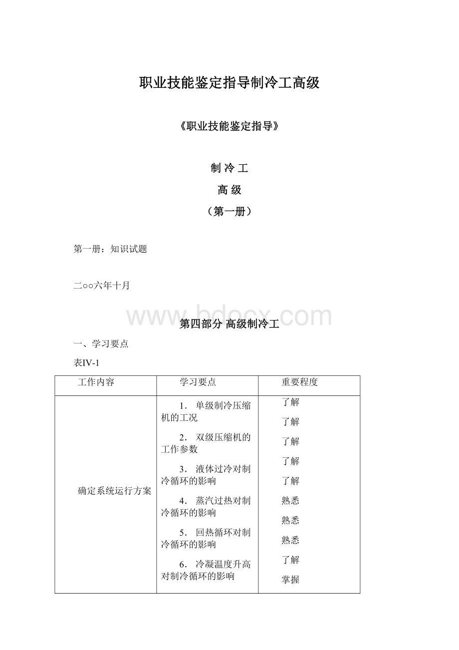 职业技能鉴定指导制冷工高级.docx_第1页