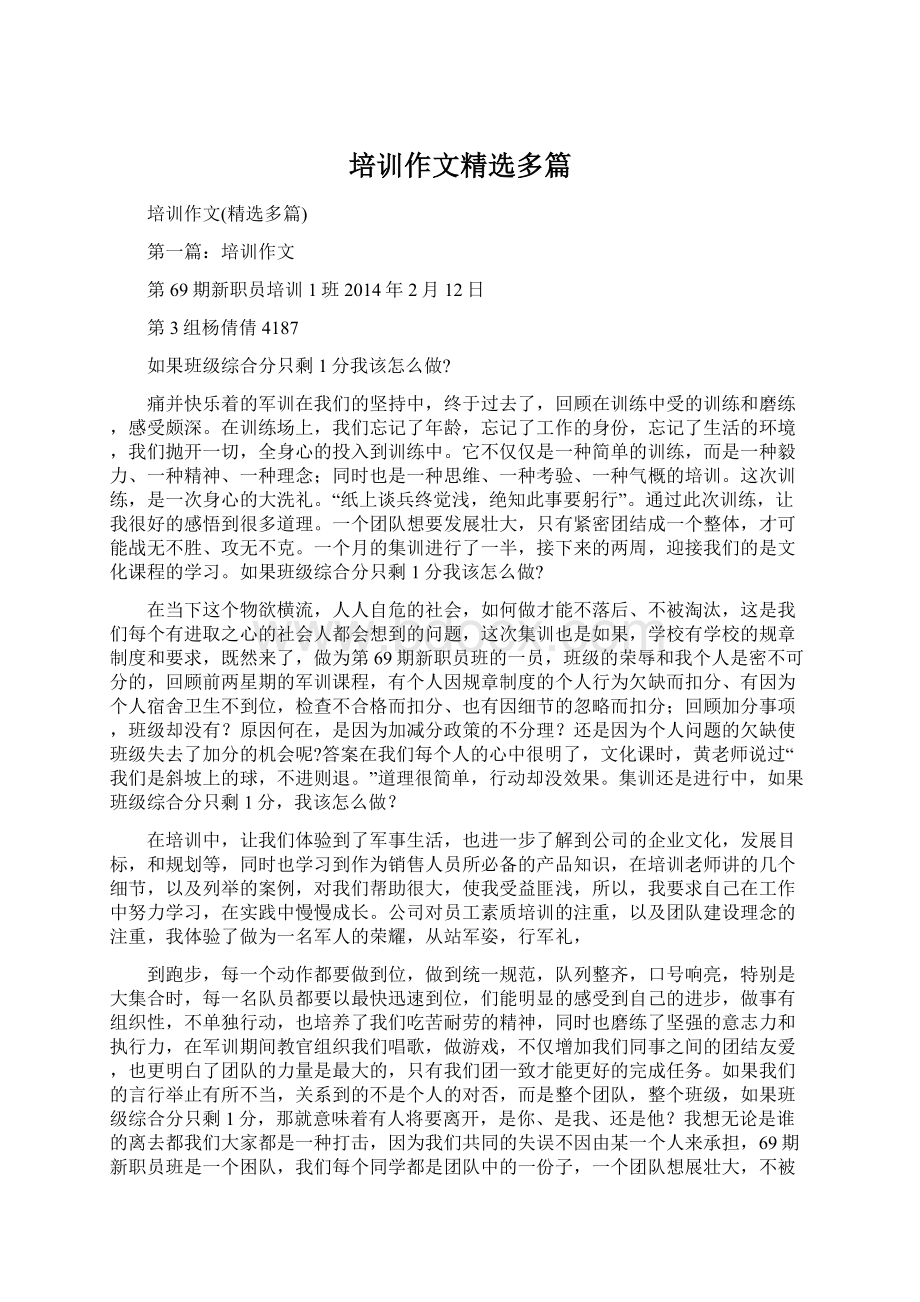 培训作文精选多篇Word格式文档下载.docx