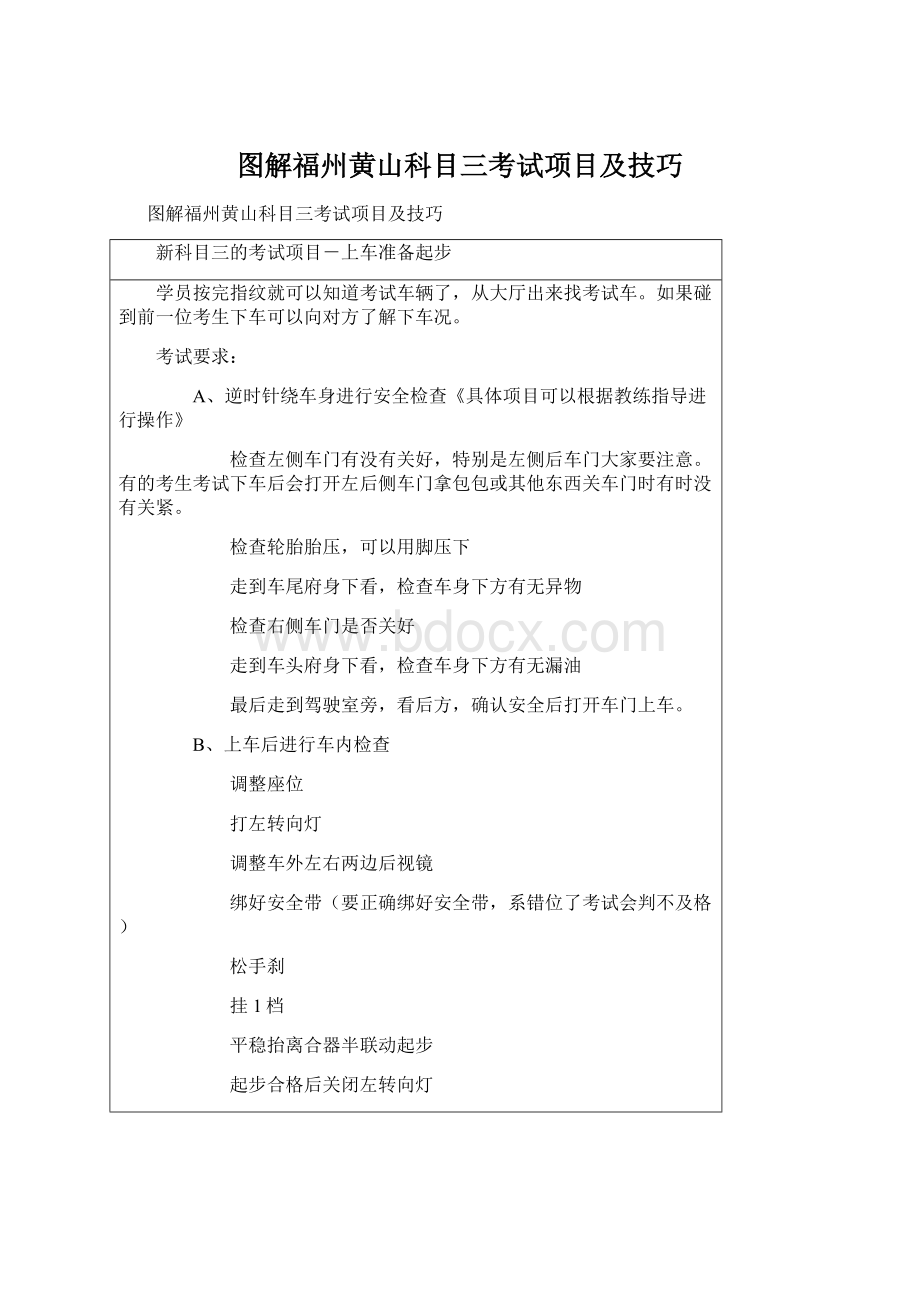 图解福州黄山科目三考试项目及技巧.docx_第1页