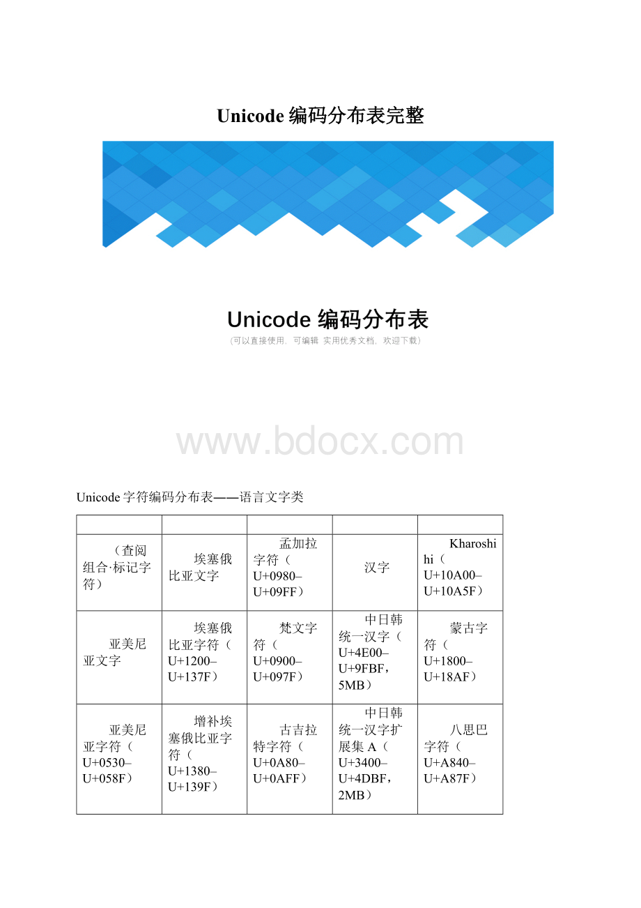 Unicode编码分布表完整.docx_第1页