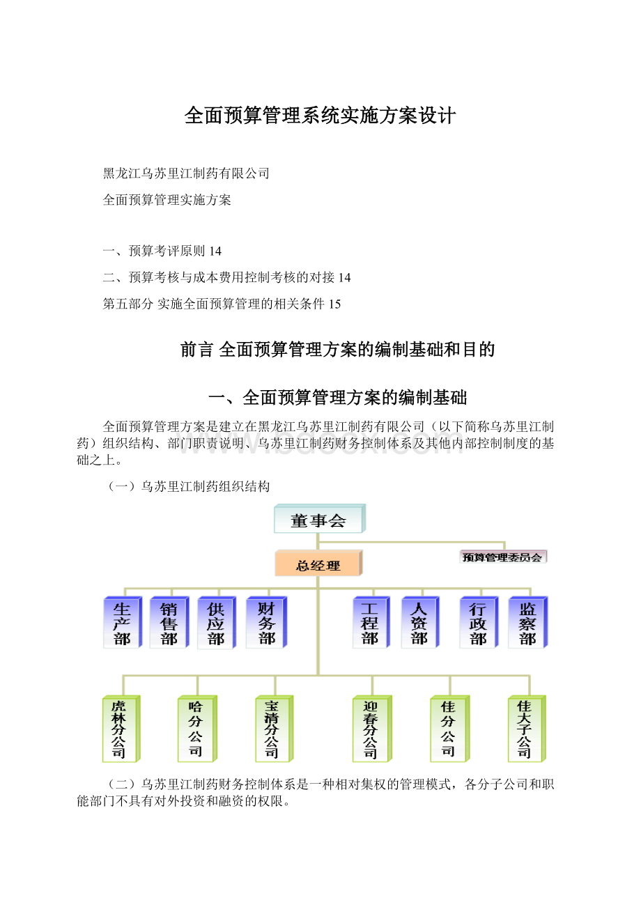 全面预算管理系统实施方案设计Word文档下载推荐.docx_第1页