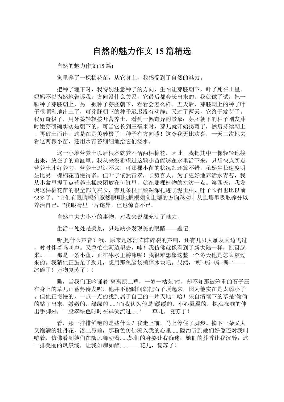 自然的魅力作文15篇精选Word文件下载.docx