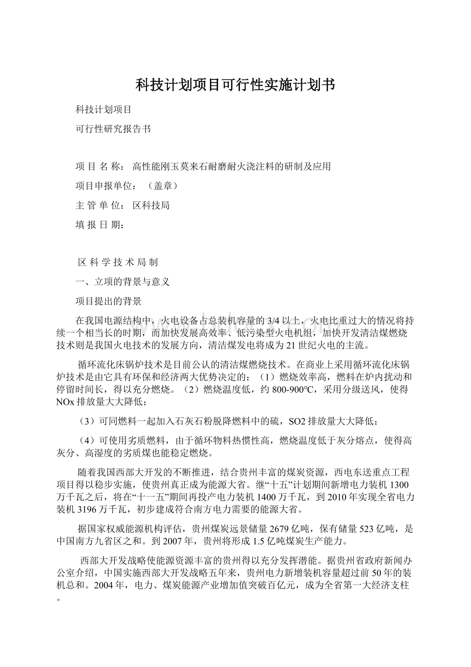 科技计划项目可行性实施计划书Word文档格式.docx