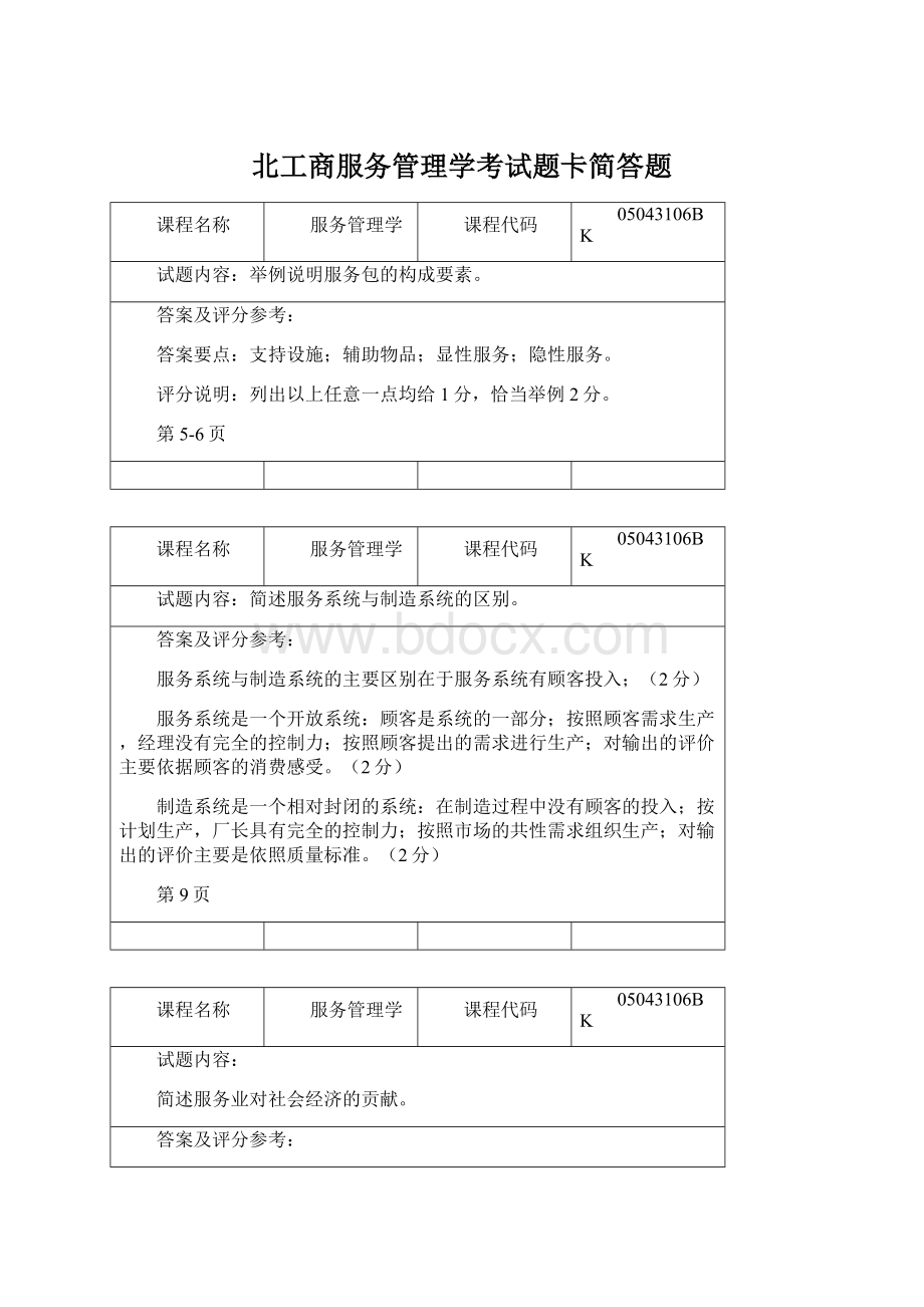 北工商服务管理学考试题卡简答题.docx_第1页