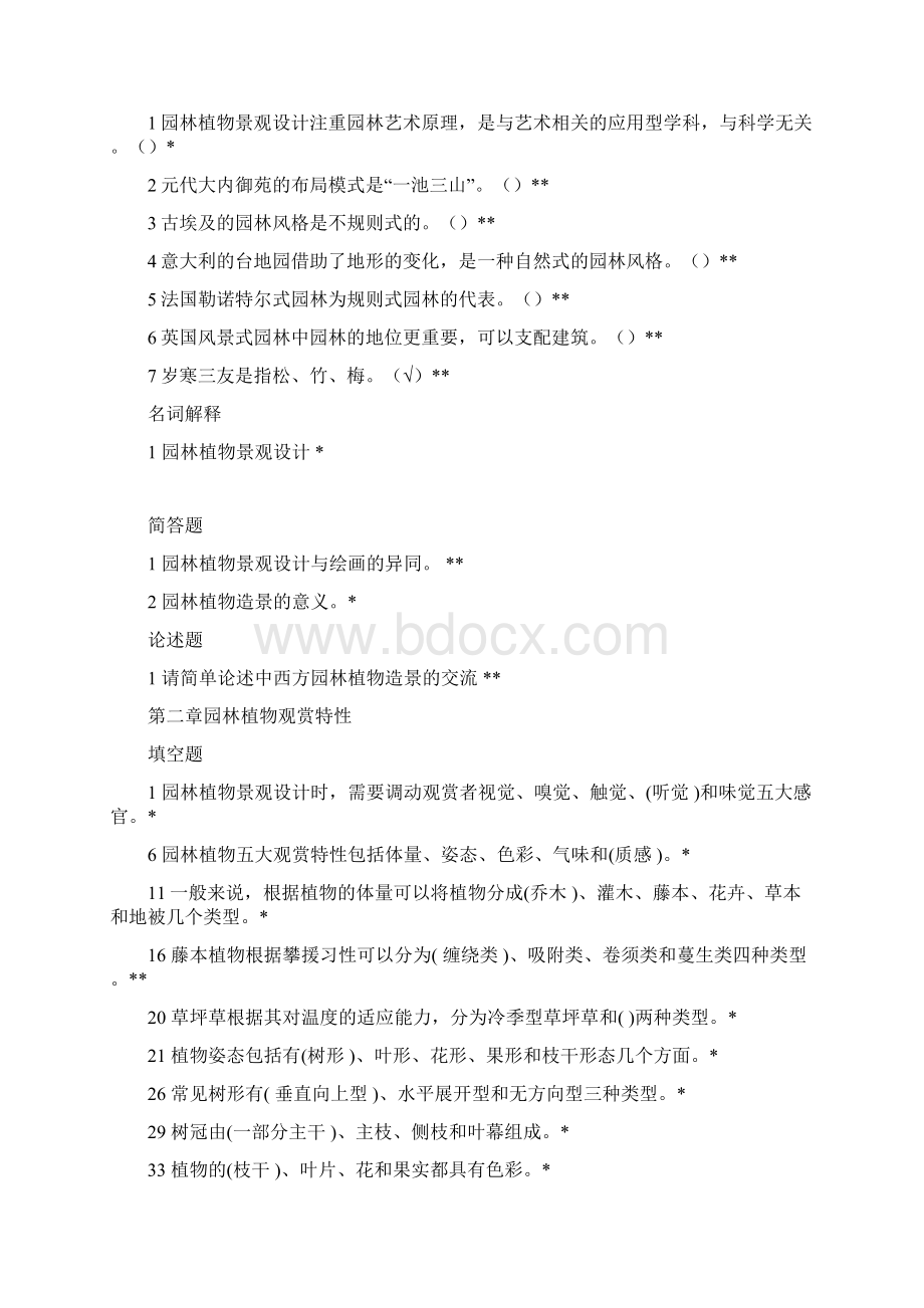 园林植物景观设计试题库Word文档下载推荐.docx_第2页