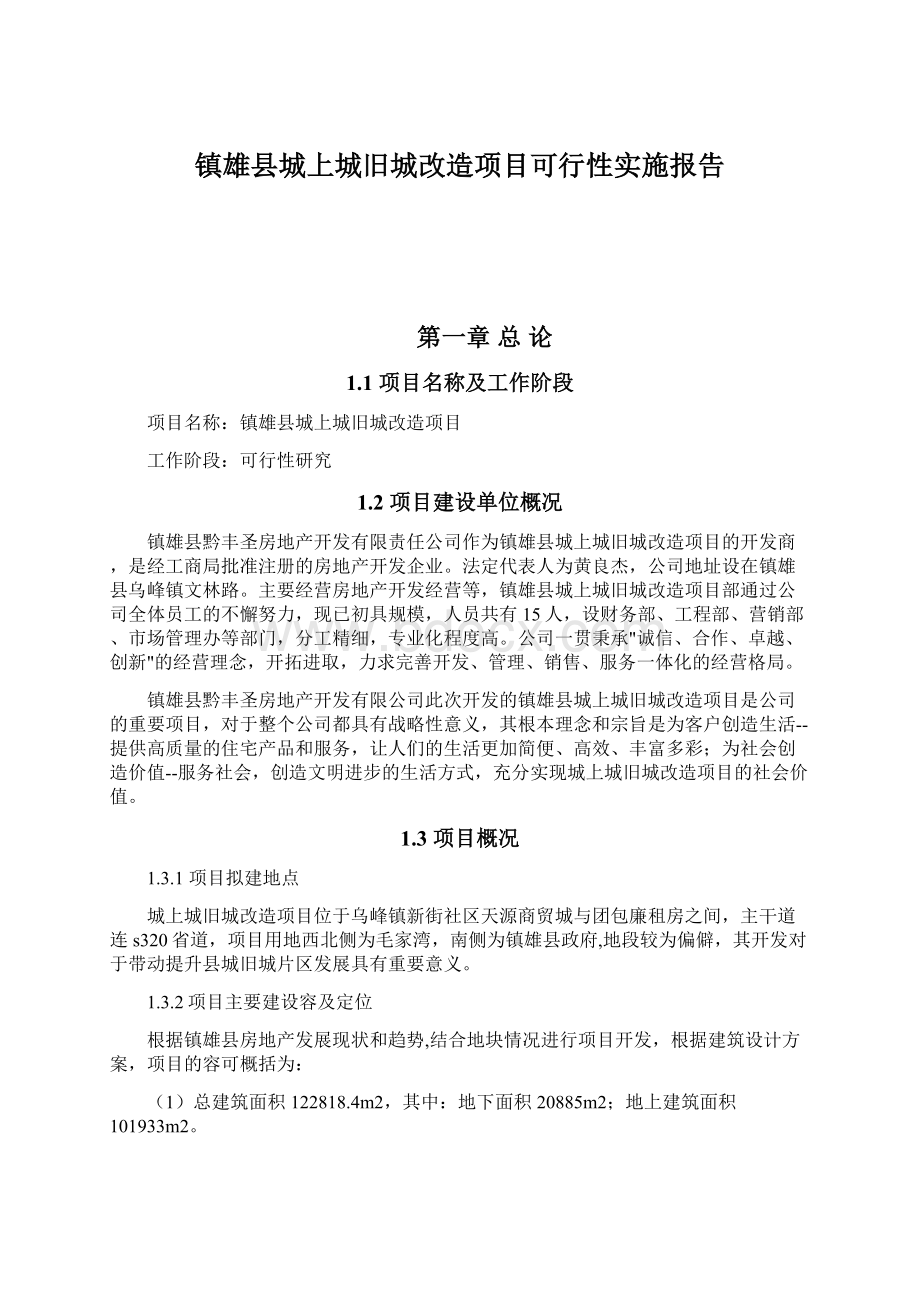 镇雄县城上城旧城改造项目可行性实施报告.docx