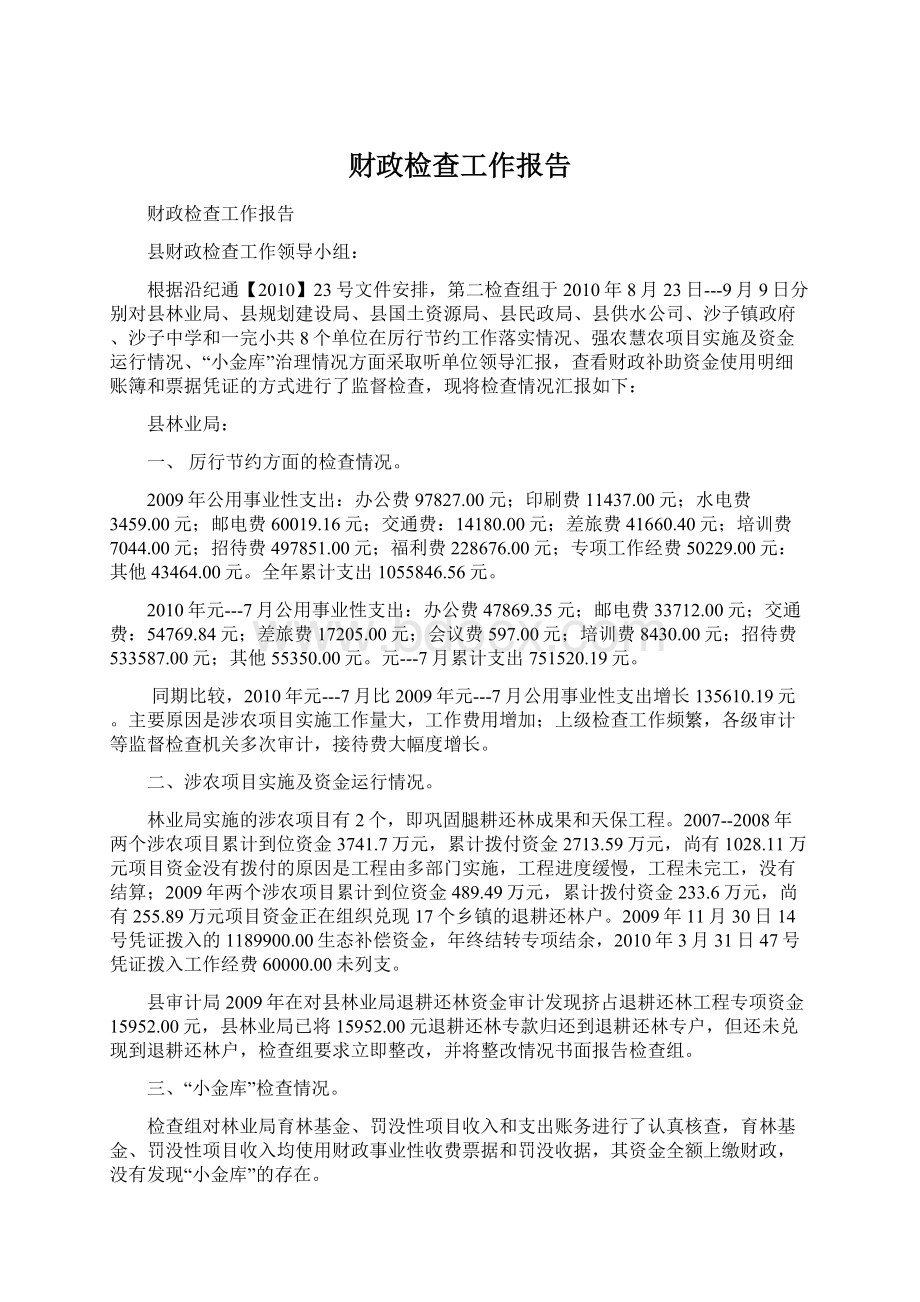 财政检查工作报告.docx_第1页