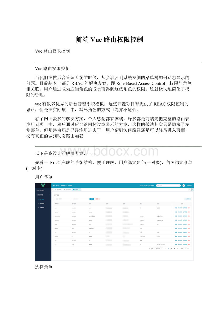 前端Vue 路由权限控制文档格式.docx_第1页