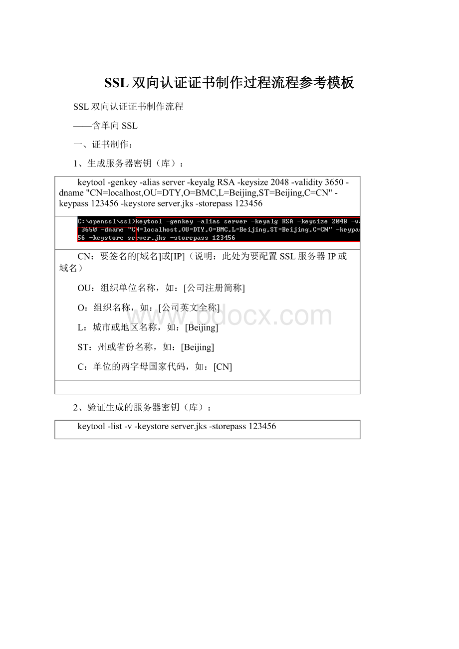 SSL双向认证证书制作过程流程参考模板文档格式.docx_第1页