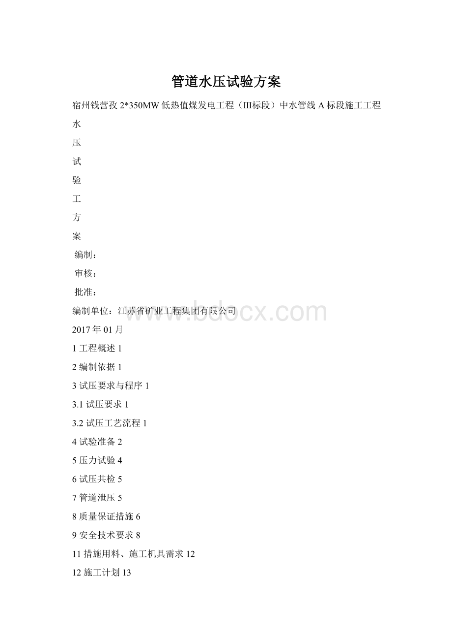管道水压试验方案Word格式.docx