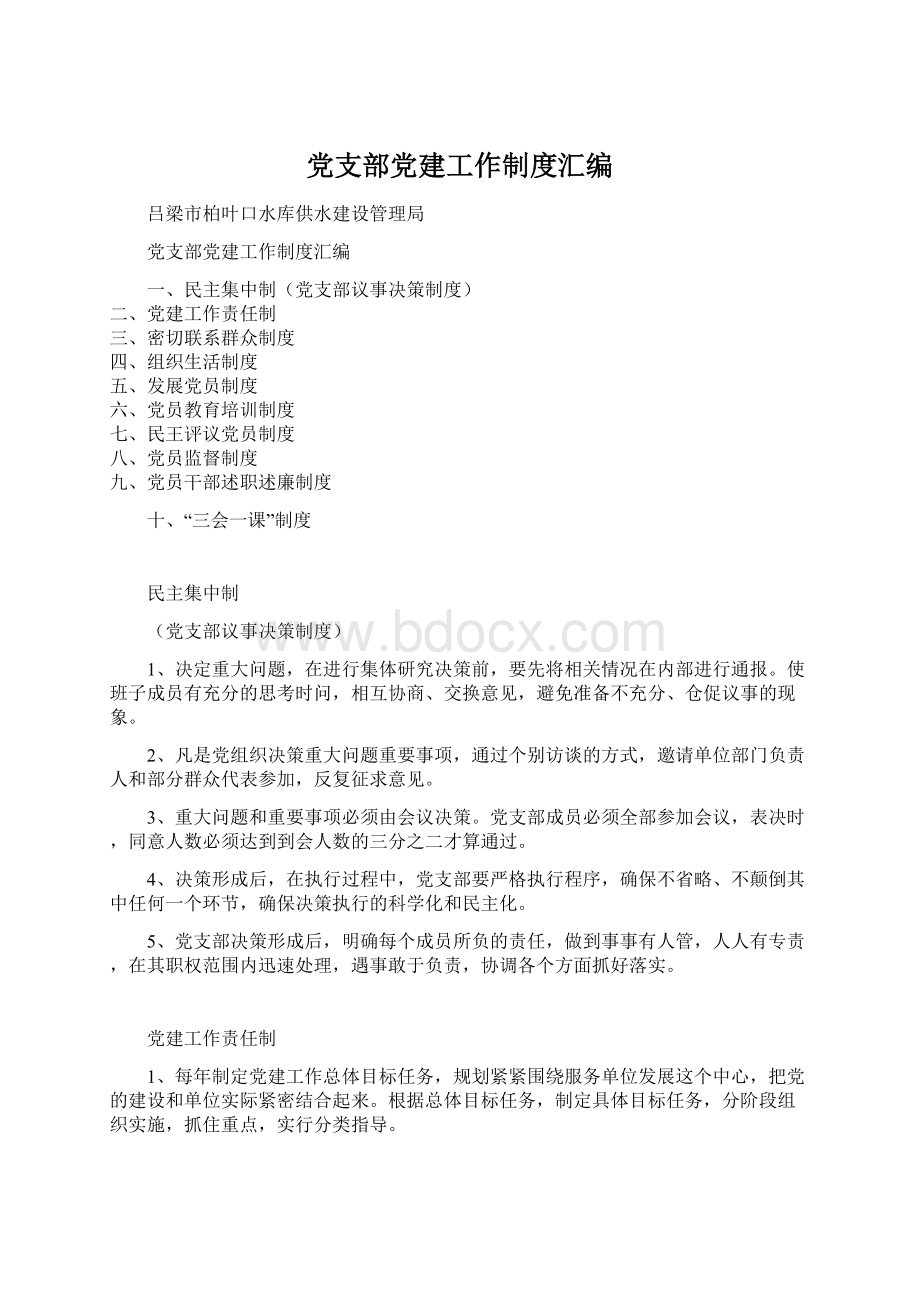 党支部党建工作制度汇编文档格式.docx