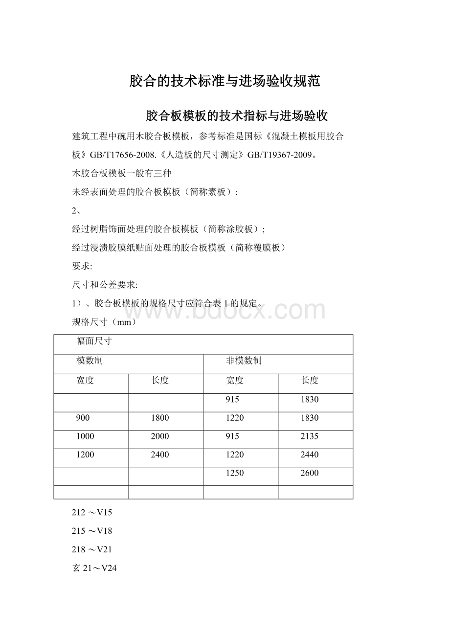 胶合的技术标准与进场验收规范Word格式文档下载.docx