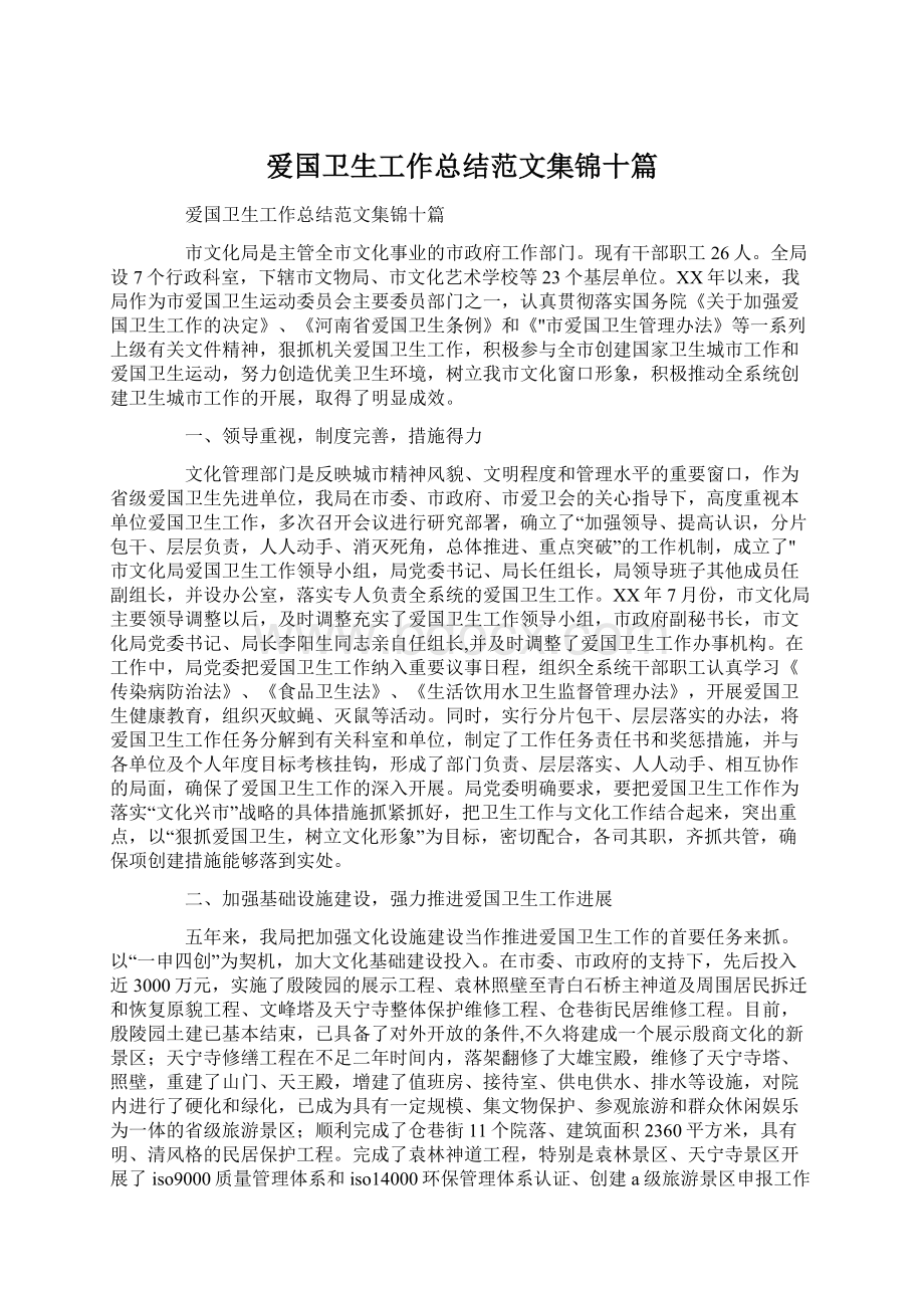 爱国卫生工作总结范文集锦十篇.docx