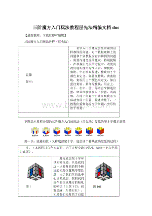 三阶魔方入门玩法教程层先法精编文档docWord格式.docx