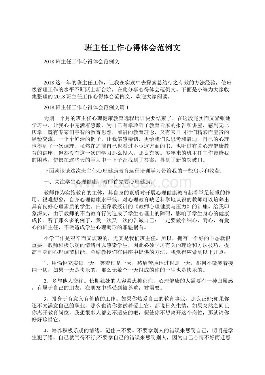 班主任工作心得体会范例文.docx