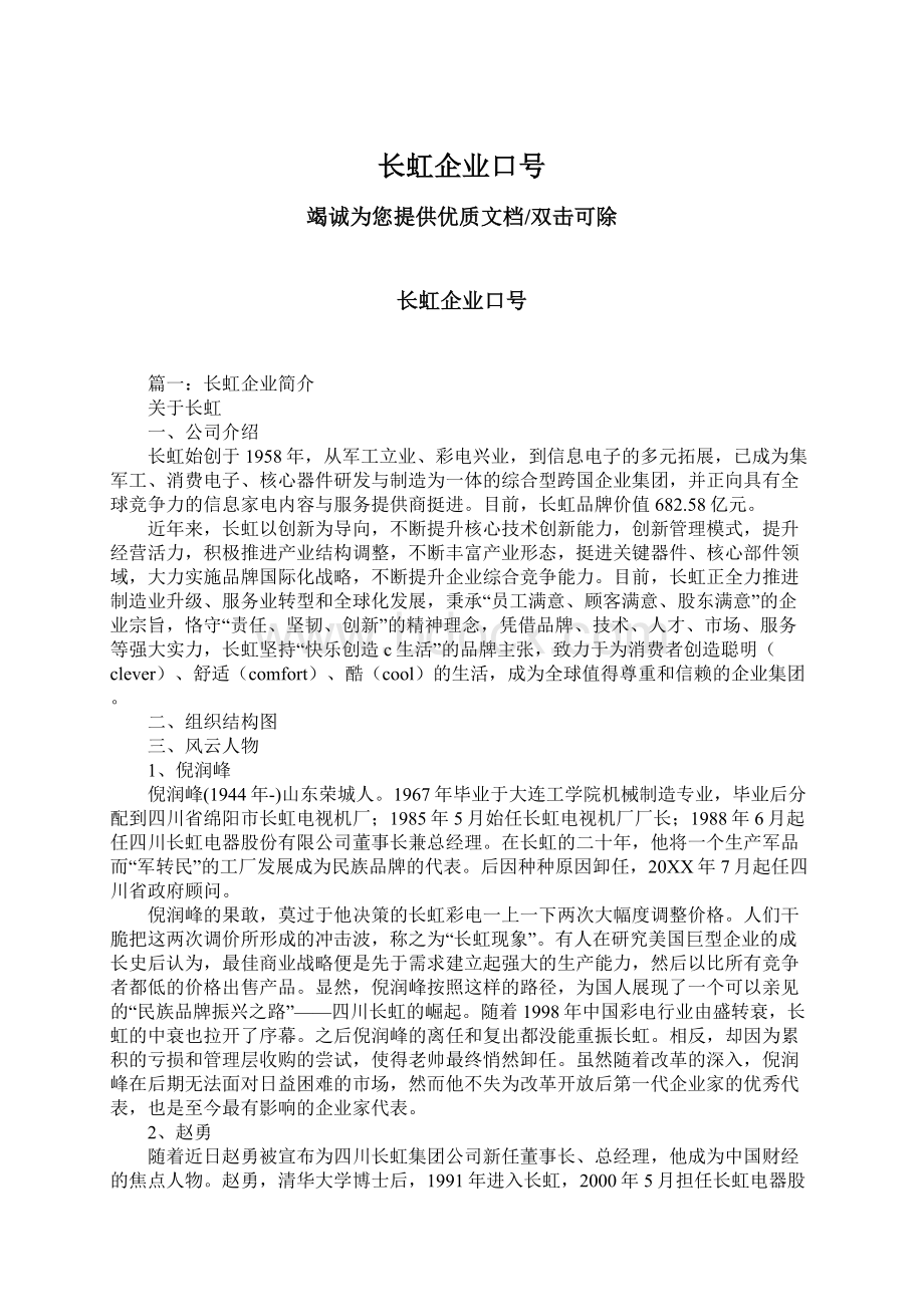 长虹企业口号.docx_第1页