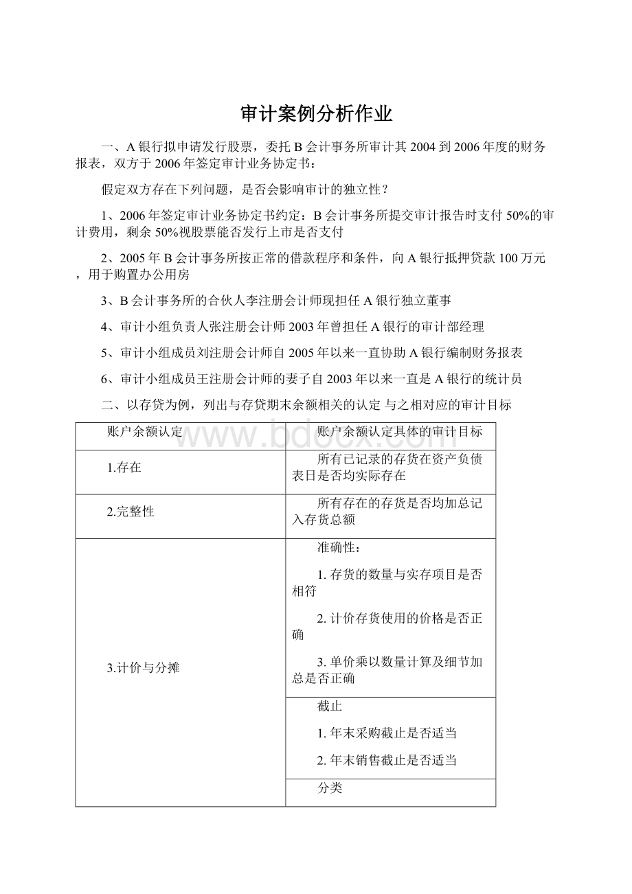 审计案例分析作业Word文件下载.docx