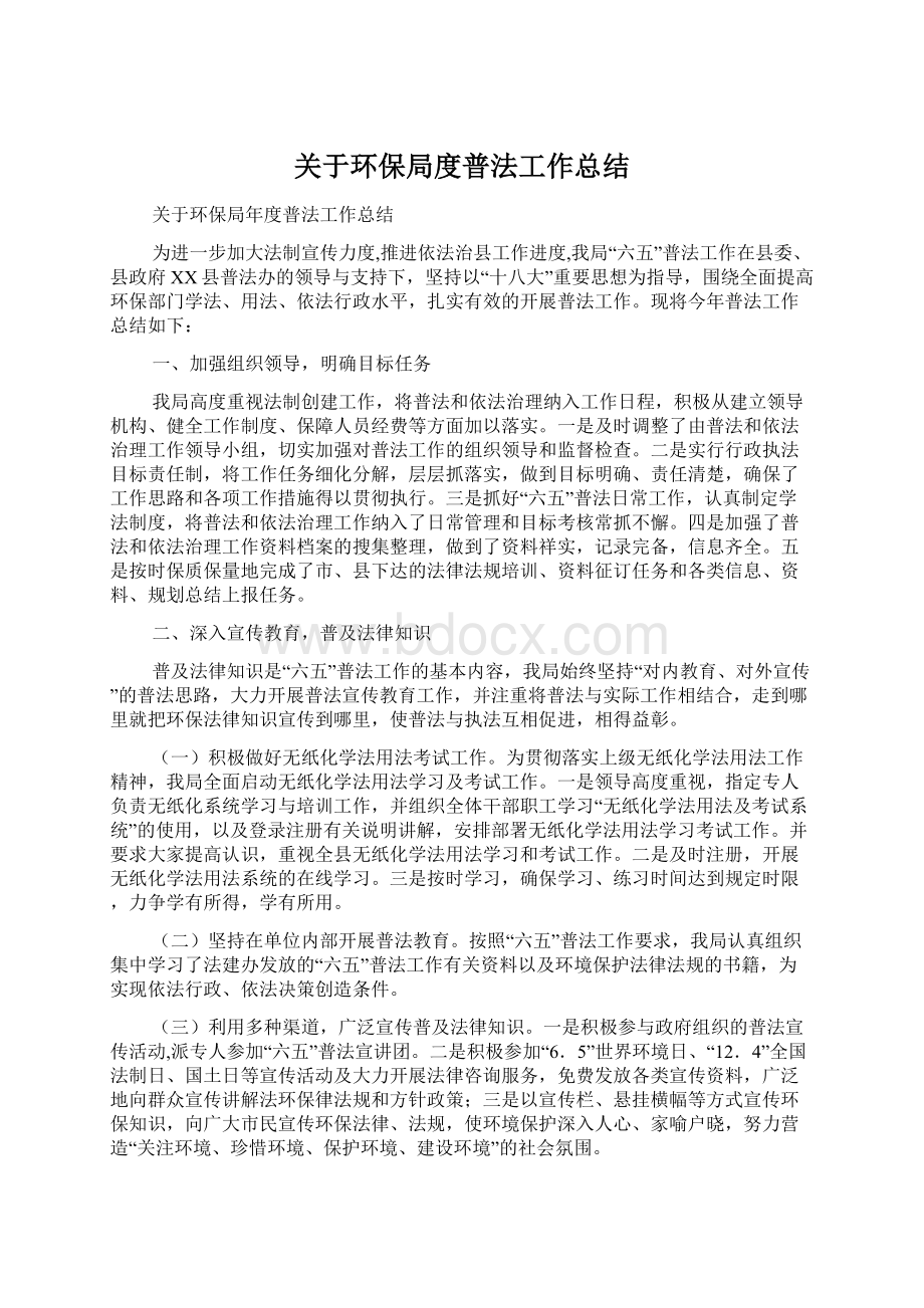 关于环保局度普法工作总结文档格式.docx_第1页