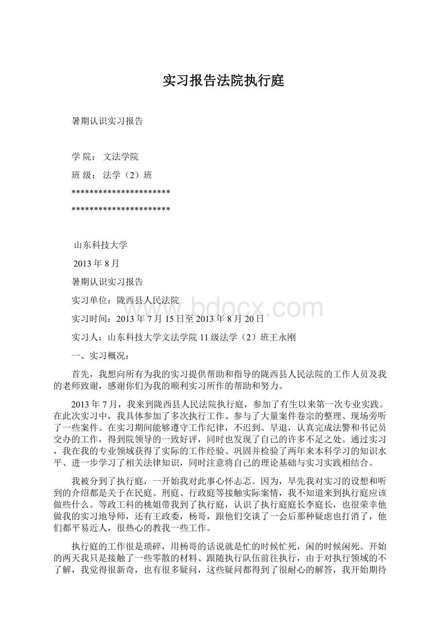 实习报告法院执行庭.docx_第1页