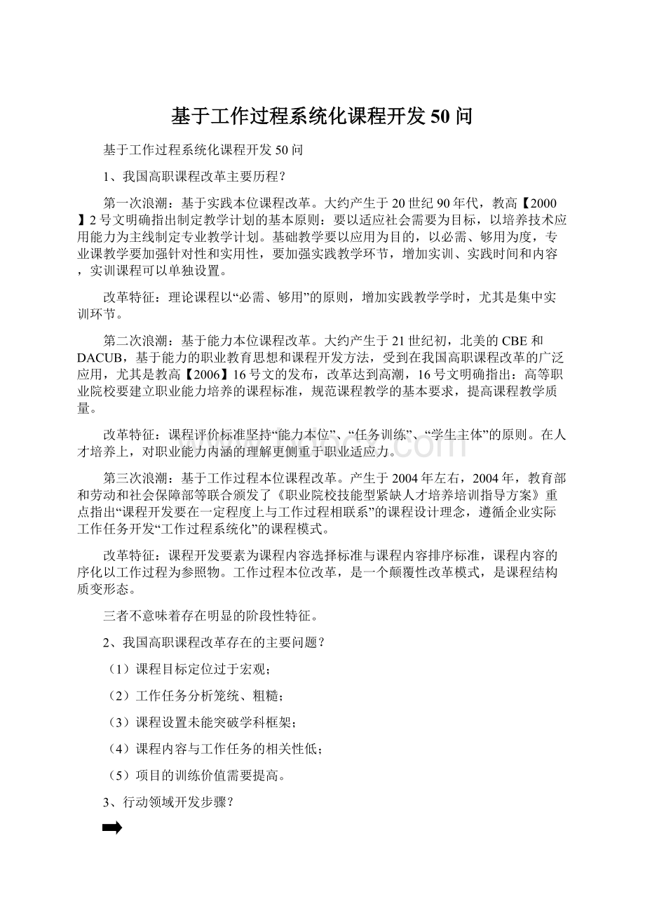 基于工作过程系统化课程开发50问.docx_第1页