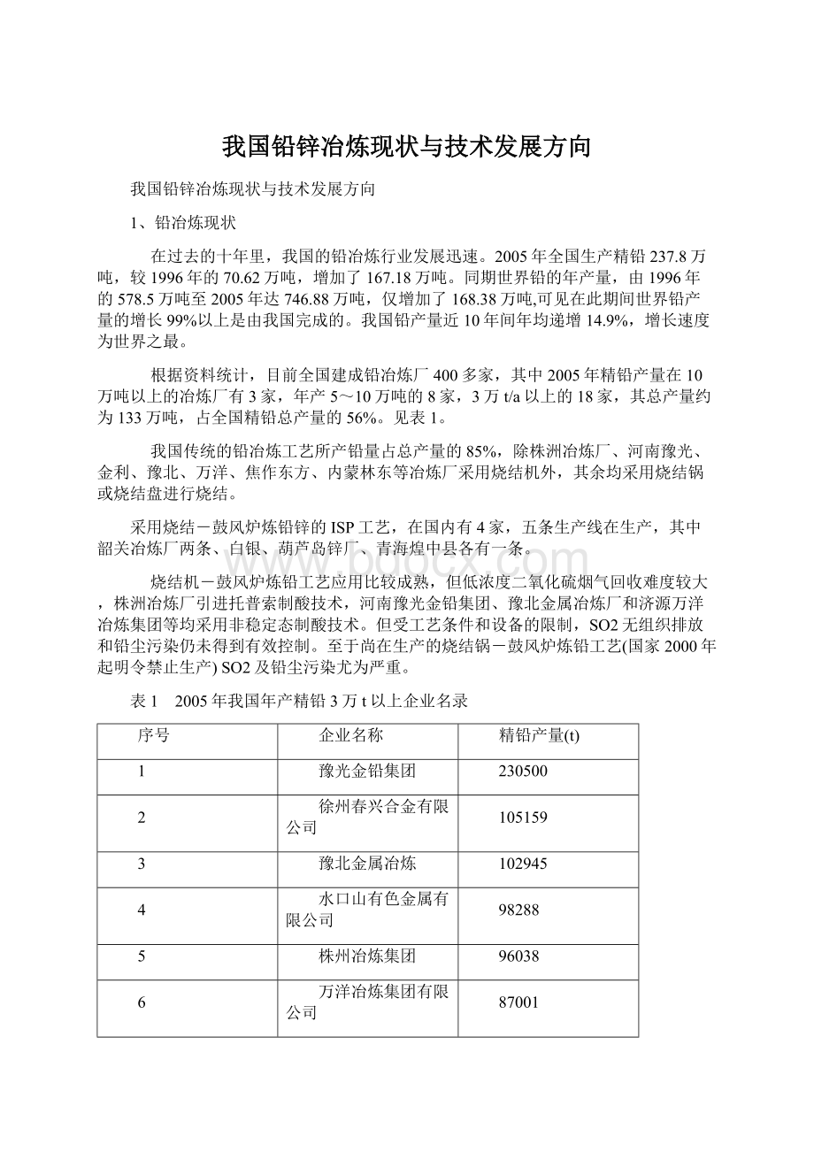 我国铅锌冶炼现状与技术发展方向.docx