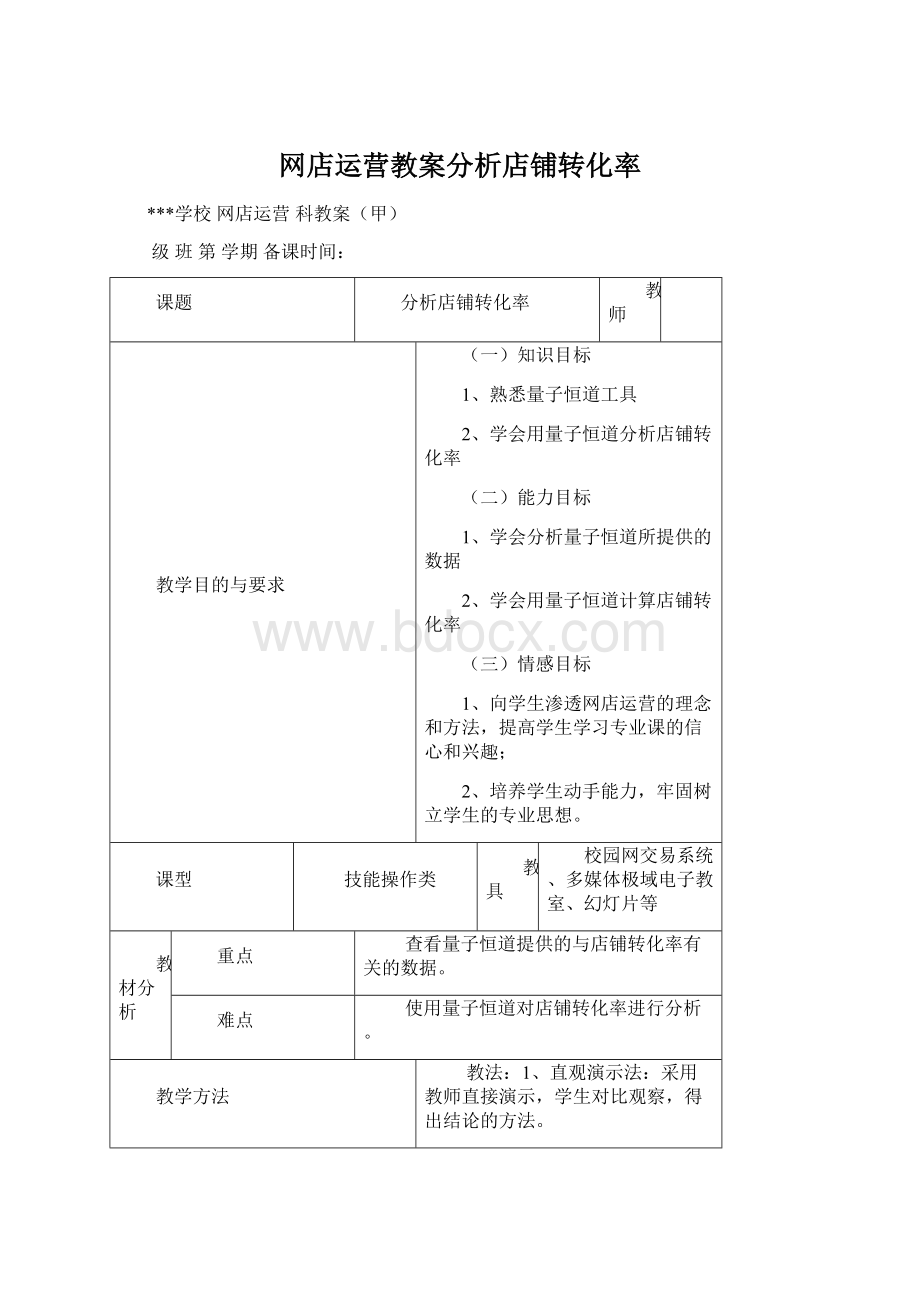 网店运营教案分析店铺转化率.docx_第1页