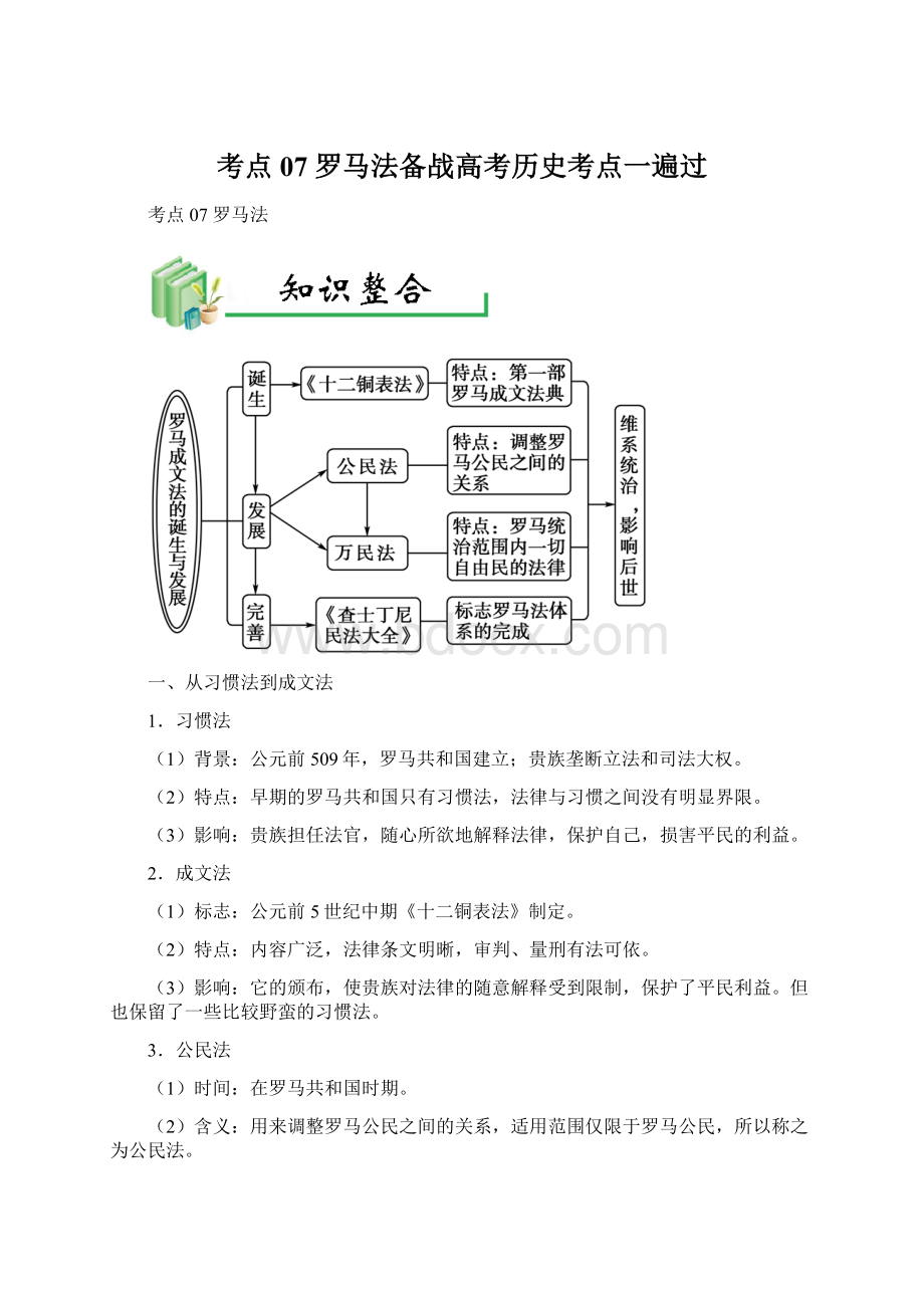 考点07 罗马法备战高考历史考点一遍过.docx_第1页