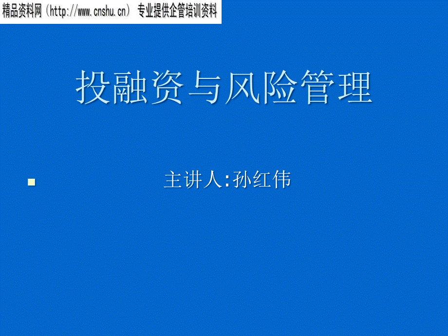 投融资与风险管理讲座(ppt).pptx