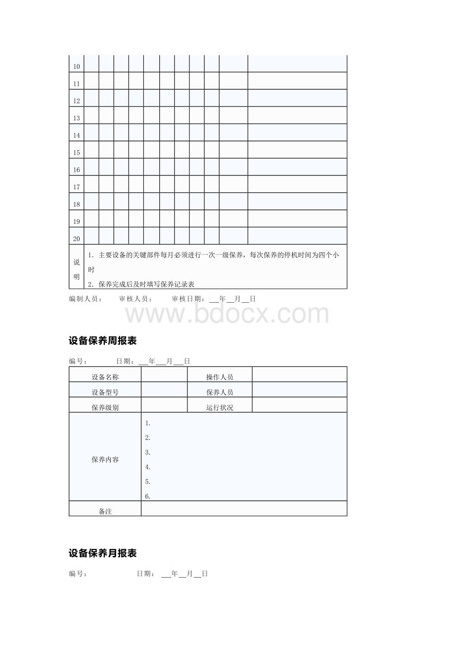 设备日常维护保养管理表格.docx_第2页