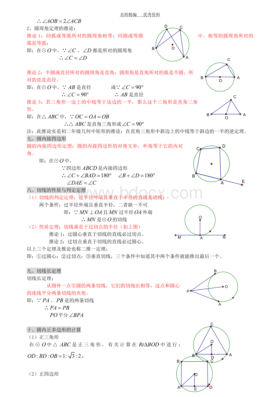 初三数学九上圆所有知识点总结和常考题型练习题.doc_第2页