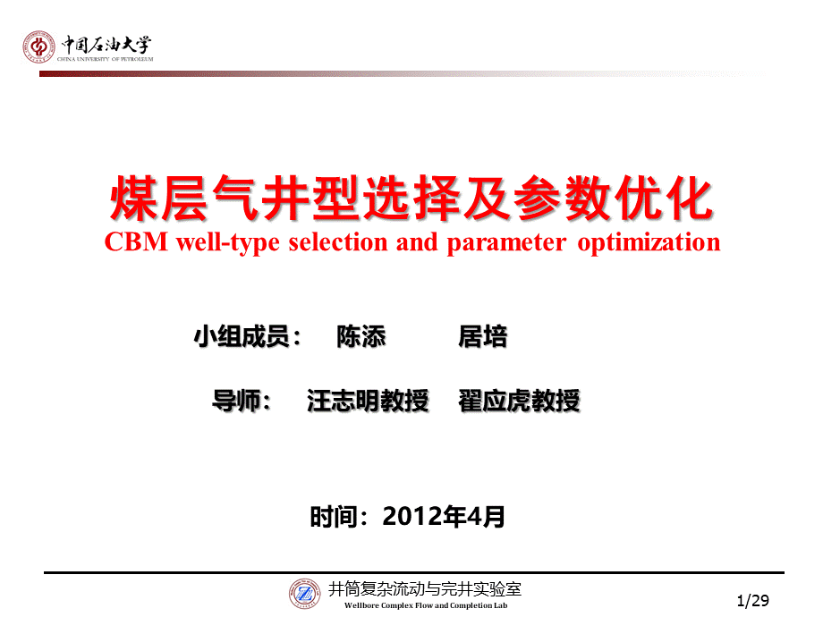 煤层气井型选择及参数优化.ppt