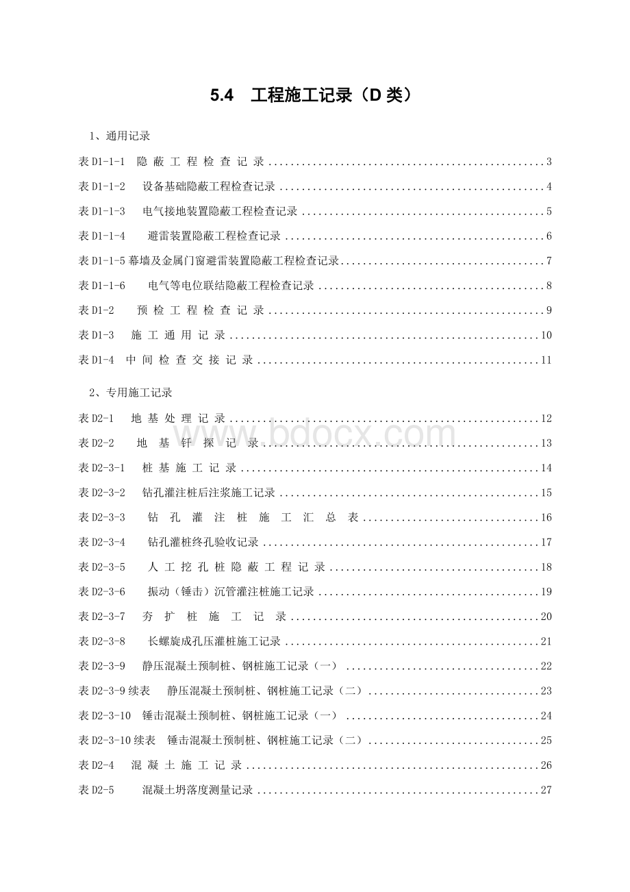 工程施工记录表格范本.docx_第1页