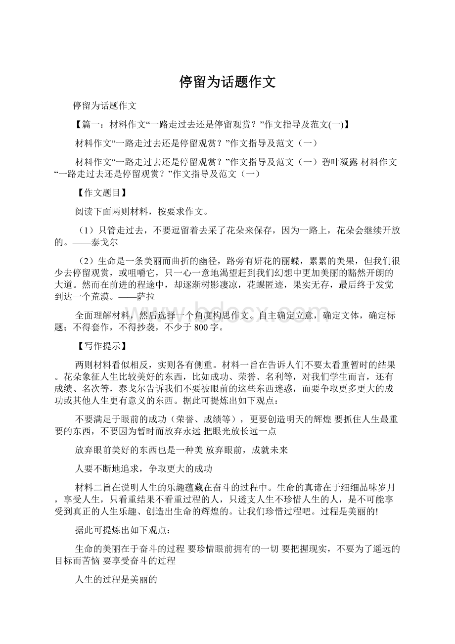 停留为话题作文文档格式.docx