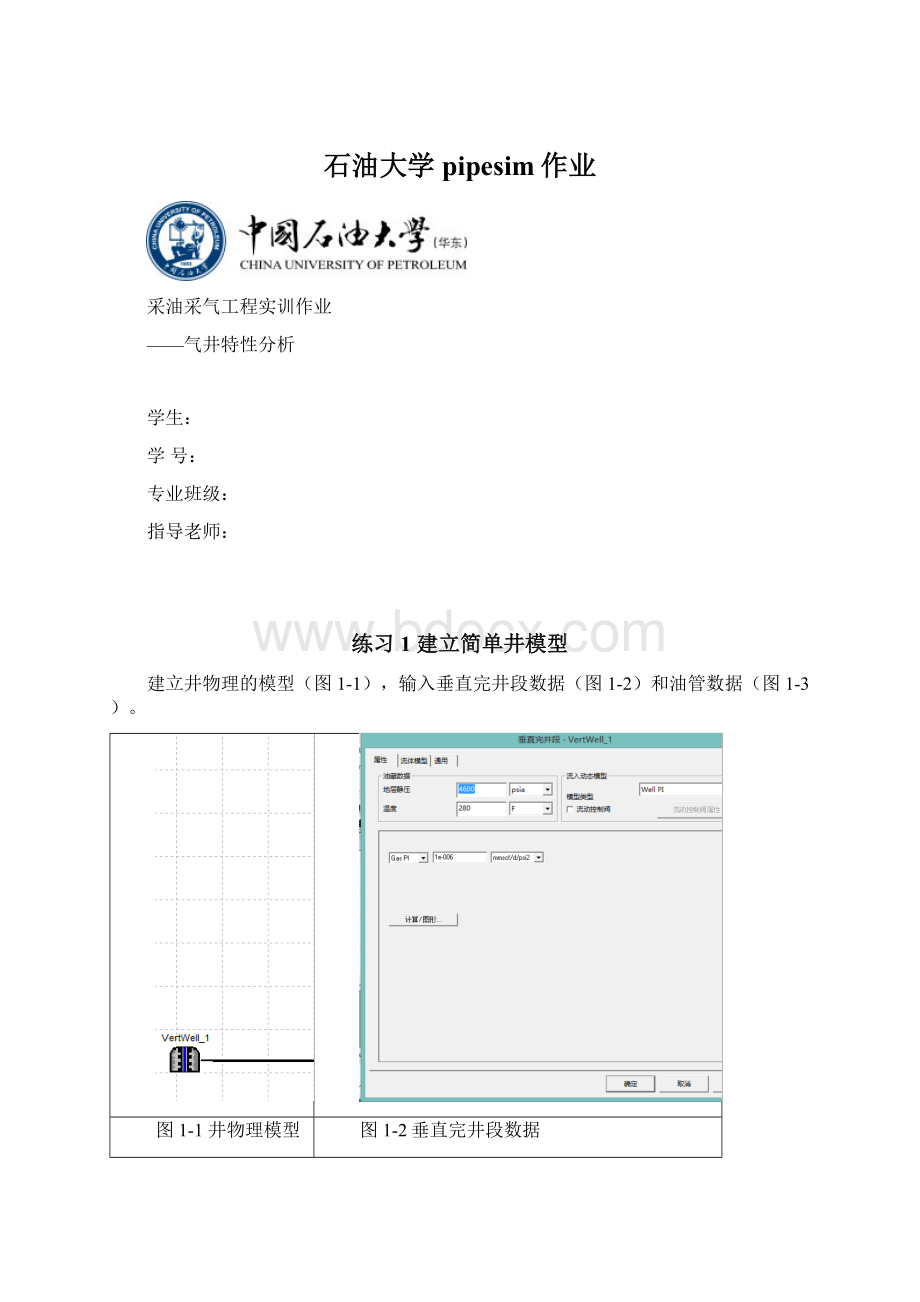 石油大学pipesim作业Word文件下载.docx_第1页