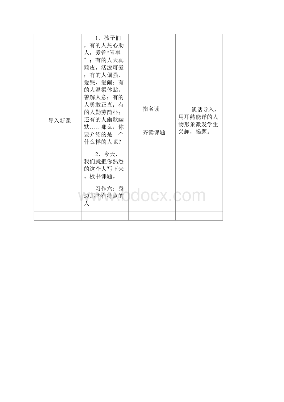 最新人教版三年级语文下册《六单元习作身边那些有特点的人》公开课教案7.docx_第2页