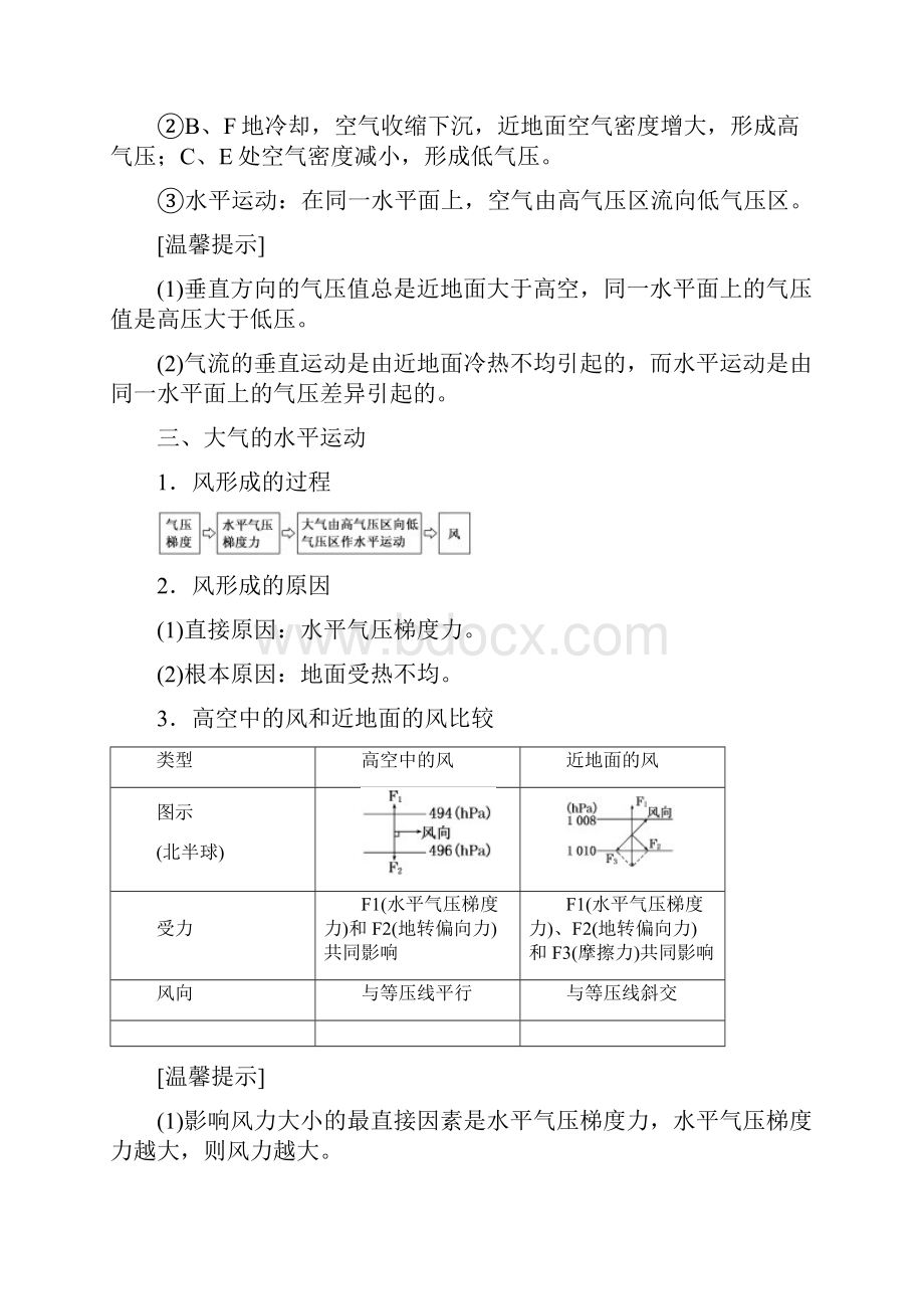 高中地理人教版必修一第二章第一节冷热不均引起大气运动学案Word版含答案.docx_第3页