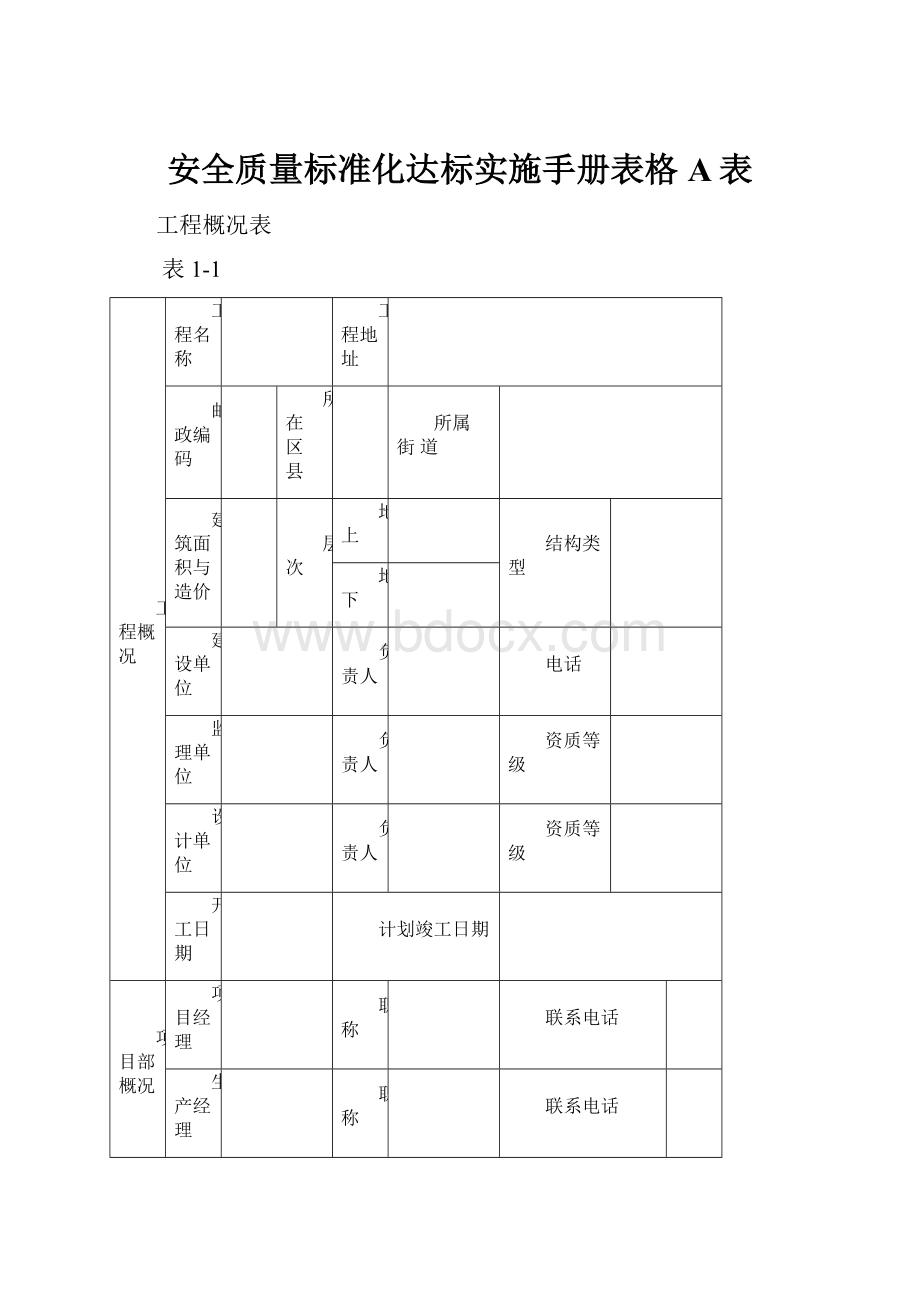 安全质量标准化达标实施手册表格A表Word文件下载.docx_第1页