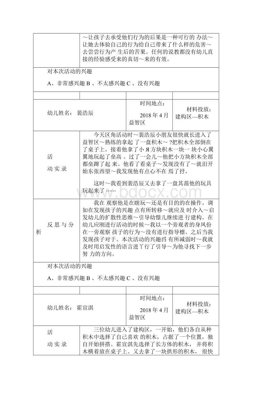 幼儿园建构中班户外观察记录20篇.docx_第3页